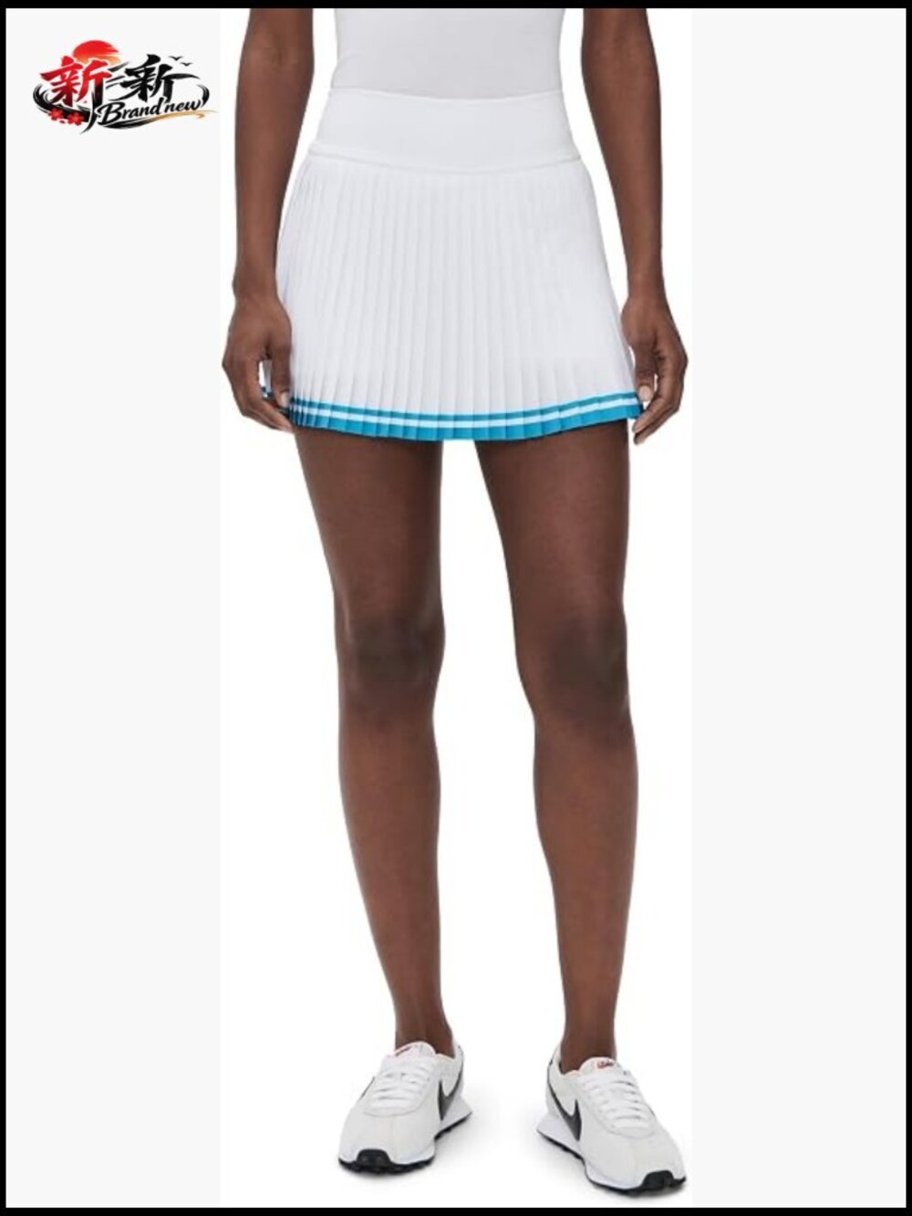 Women's Pleated Tennis Skort with Built-In Shorts High Rise Solid